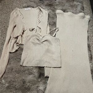 Olive & Oak Cream Cowl dress set